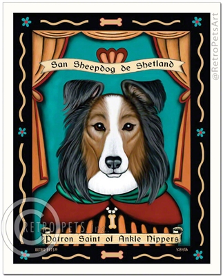San Sheepdog de Shetland (Sheltie) Patron Saint of Ankle Nippers