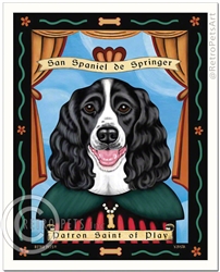 San Spaniel de Springer (Springer Spaniel) Patron Saint of Play - Black & White