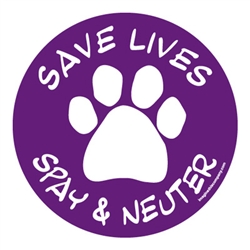 Save Lives, Spay & Neuter Circle Magnets - Purple