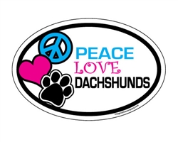 Peace Love Dachshunds - Oval Magnets