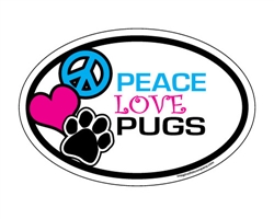 Peace Love Pugs - Oval Magnets