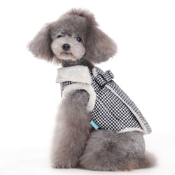 Furry Harness Vest Houndstooth