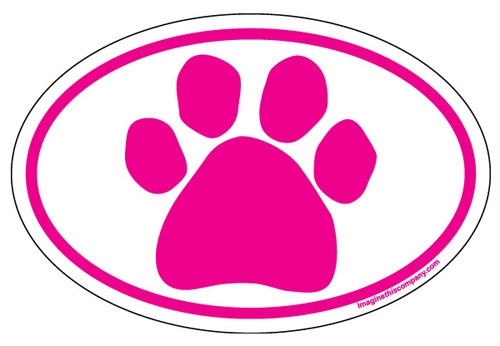 Pink Paw Oval Magnets