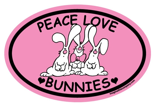 Peace Love Bunnies Oval Magnets