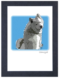 Samoyed Sitting - Grrreen Boxed Note Cards
