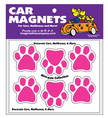 Mini Paw Magnets - Pink (6 paws per set)