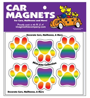 Mini Paw Magnets - Pride Rainbow (6 paws per set)