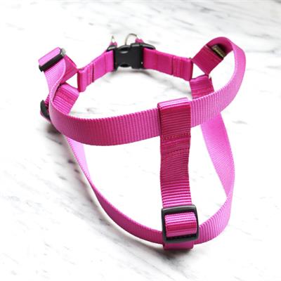 Raspberry Pink Solid Nylon Webbing Dog Harness