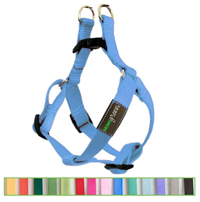 Sky Blue Solid Nylon Webbing Dog Harness