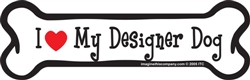 I Love My Designer Dog Bone Shaped Magnet