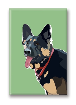 German Shepherd Smiling - Fridge Magnet