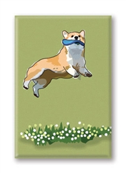 Welsh Corgi Jumping - Fridge Magnet