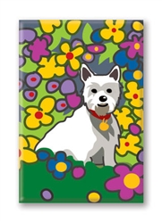 Westie Flowers - Fridge Magnet