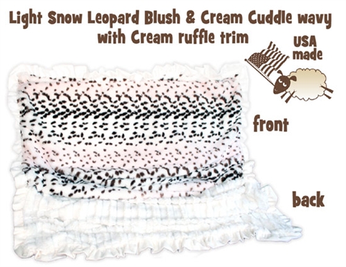 Light Leopard Blush & Cream with Wavy Cream Ruffle Trim - SleepyTime Cuddle Blanket