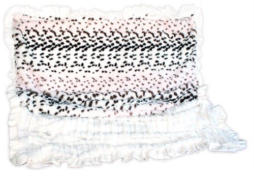 Light Leopard Blush & Cream with Wavy Cream Ruffle Trim - SleepyTime Cuddle Blanket