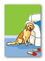 Golden Retriever & Slippers - Fridge Magnet