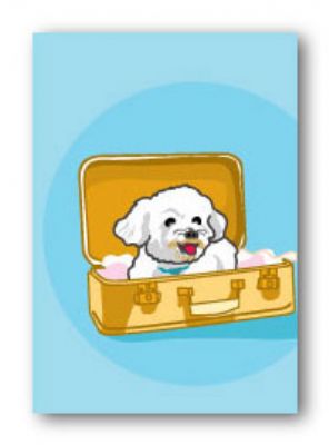 Bichon in Luggage - Fridge Magnet