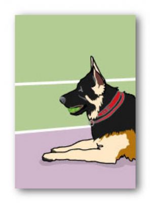 German Shepard & Ball - Fridge Magnet