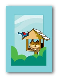 Cat in Bird Feeder - Fridge Magnet