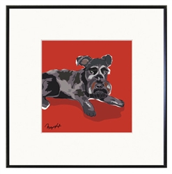 Framed Print: Schnauzer Sitting, Black