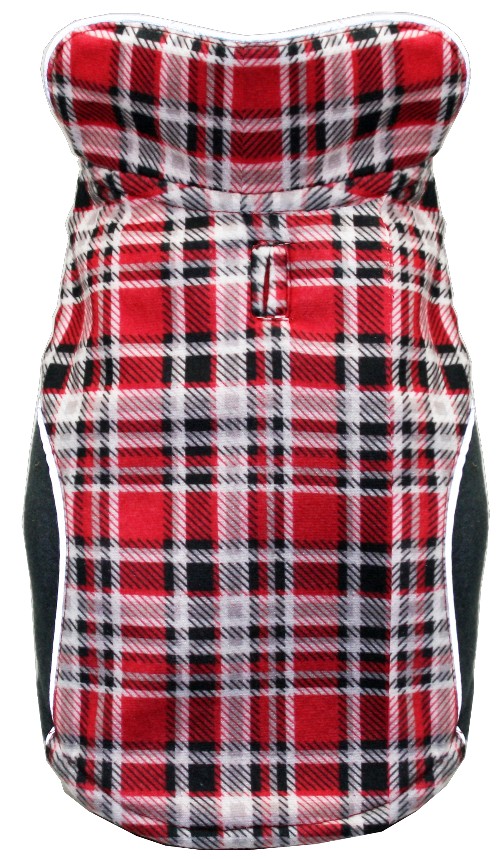 Reversible Polar Fleece Wrap Coat Red Plaid