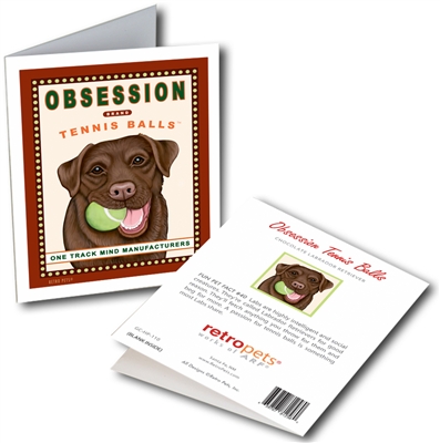 Labrador, Chocolate - Obsession Tennis Balls GREETING CARDS - 3 Cards