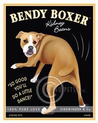 Boxer - Bendy Boxer Kidney Beans GREETING CARD - 3 Cards