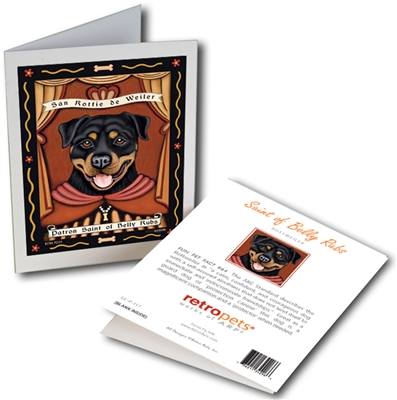 San Canine de Rottweiler (Rottweiler) GREETING CARD - Patron Saint of Belly Rubs