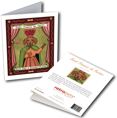 Saint Francis de Furter (Dachshund) GREETING CARD - Patron Saint of Dachshund Devotion