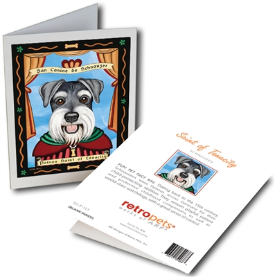 San Canine de Schnauzer (Schnauzer) GREETING CARD - Patron Saint of Tenacity