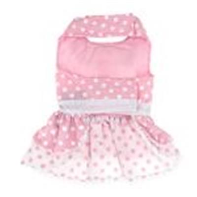 Pink Polka Dot and Lace Dog Dress Set with Leash