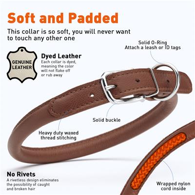 Dogline Soft Leather Round Collar