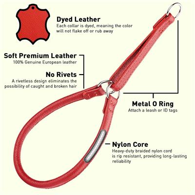 Dogline Soft Leather Round Martingale Collar
