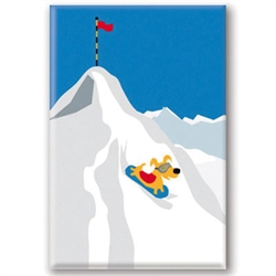 Sliding Down Snow - Fridge Magnet