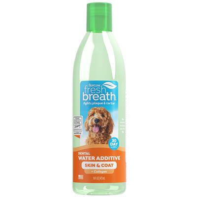 TropiClean Fresh Breath Dental Water Additive Skin & Coat with Collagen for Dogs, 16oz