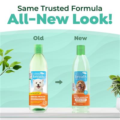 TropiClean Fresh Breath Dental Water Additive Skin & Coat with Collagen for Dogs, 16oz