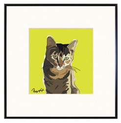 Cat, Tabby: Limited Edition Print in 8"x8" fineline frame