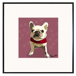 Framed Print: French Bulldog, White