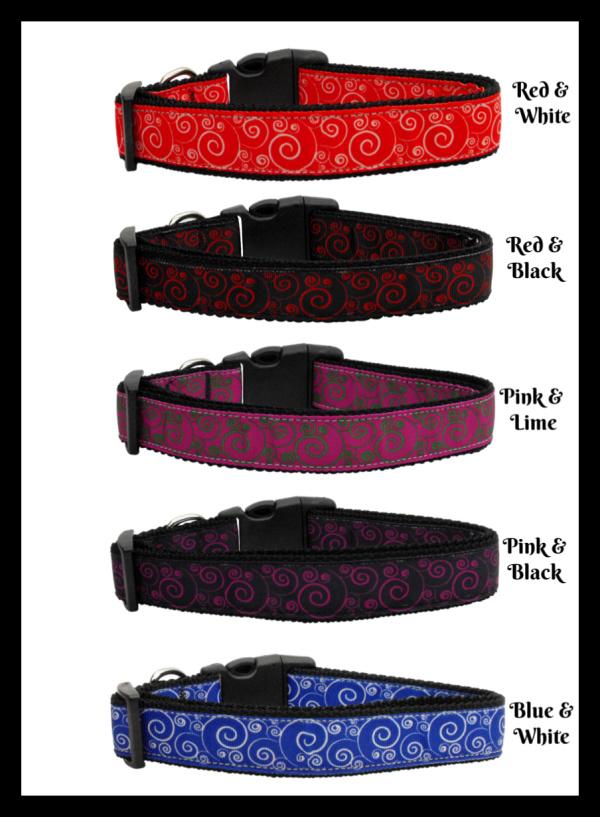 Swirly Collection Nylon Ribbon Dog Collars