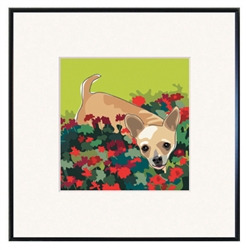 Framed Print: Chihuahua W/ Flowers