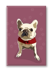 French Bulldog, White - Fridge Magnet