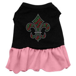Christmas Fleur De Lis Rhinestone Two-Tone Dress
