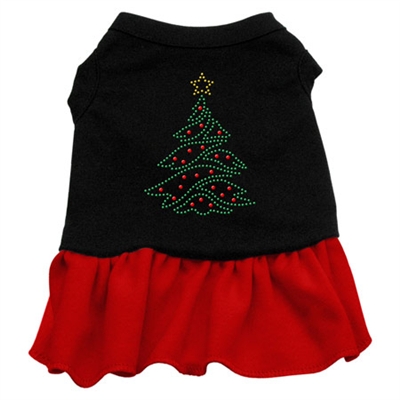 Christmas Tree Rhinestone Two-Tone Dress