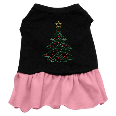 Christmas Tree Rhinestone Two-Tone Dress