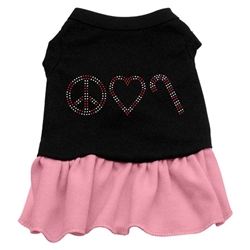 Peace Love Candy Cane Rhinestone Two-Tone Dress