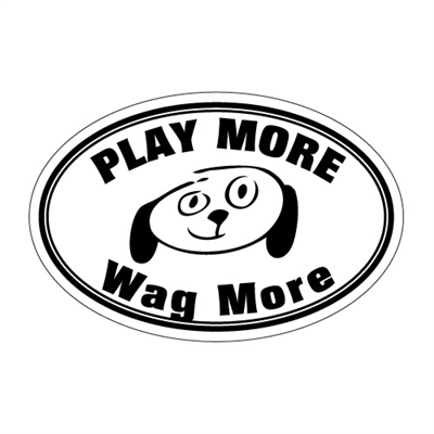 Play More Wag More Oval Magnets