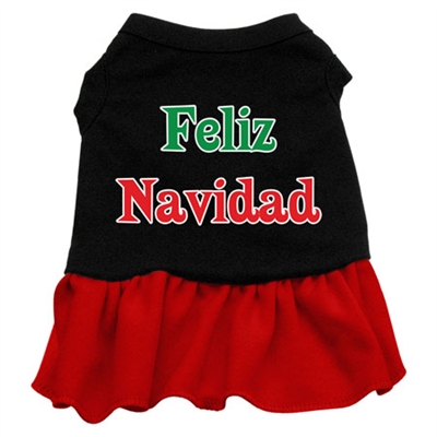 Feliz Navidad Screen Print Two-Tone Dress