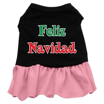 Feliz Navidad Screen Print Two-Tone Dress