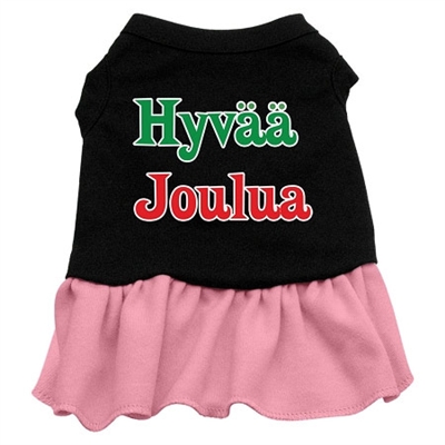 Hyvaa Joulua Screen Print Two-Tone Dress
