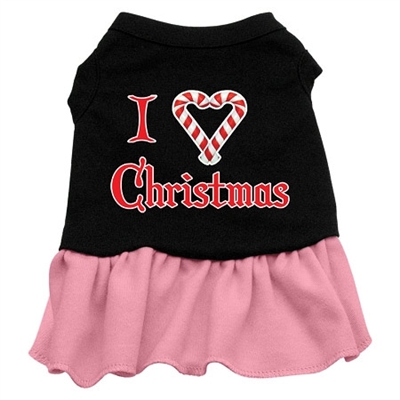 I Love Christmas Screen Print Two-Tone Dress